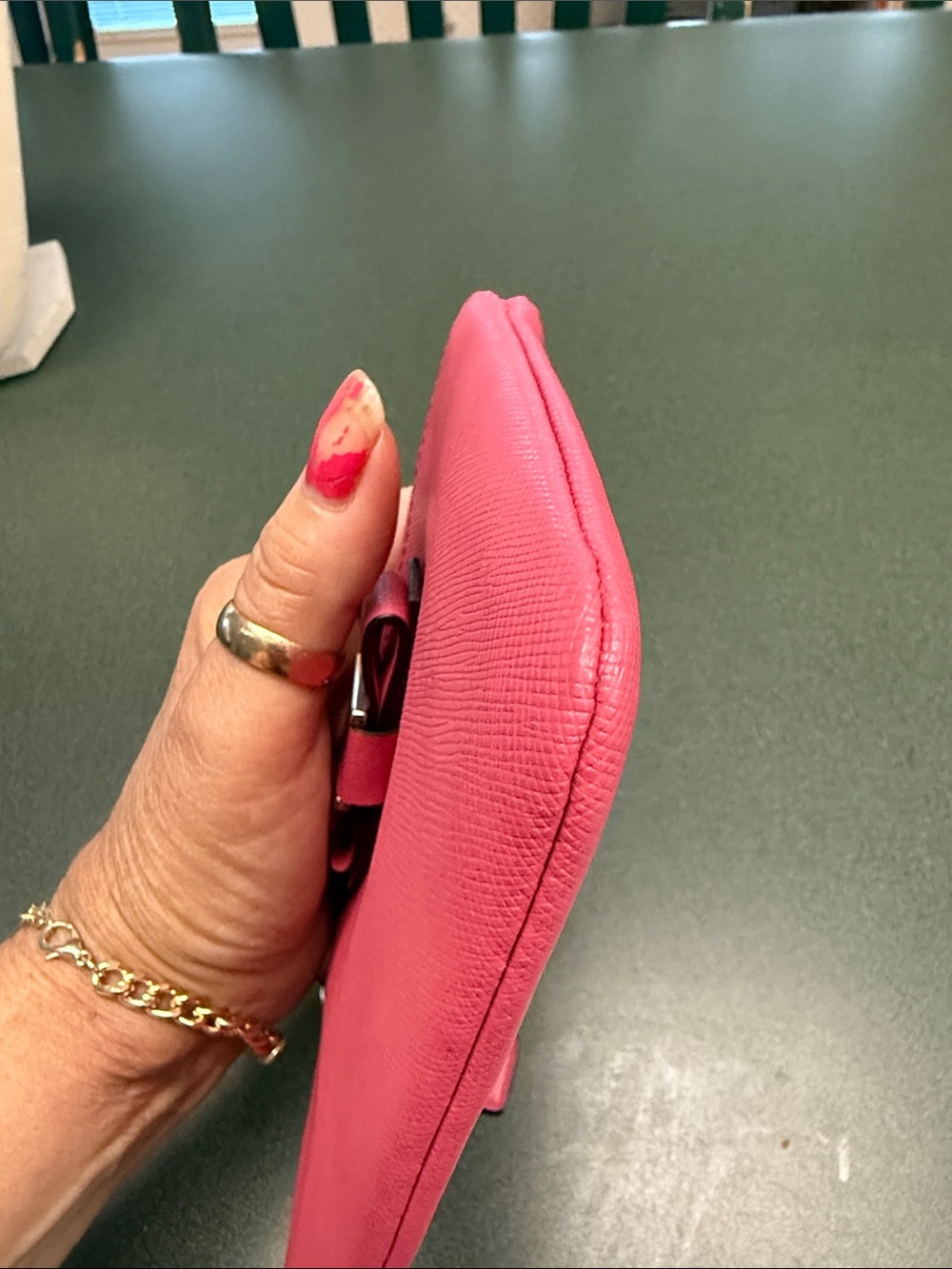 Coach Pink Saffiano Leather Wristlet with Bow Accent - Picture 5 of 7